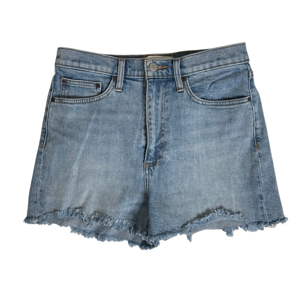 Aritzia Denim Forum The 50s Arlo High Rise Jean Shorts Frayed Hem Womens Size 29